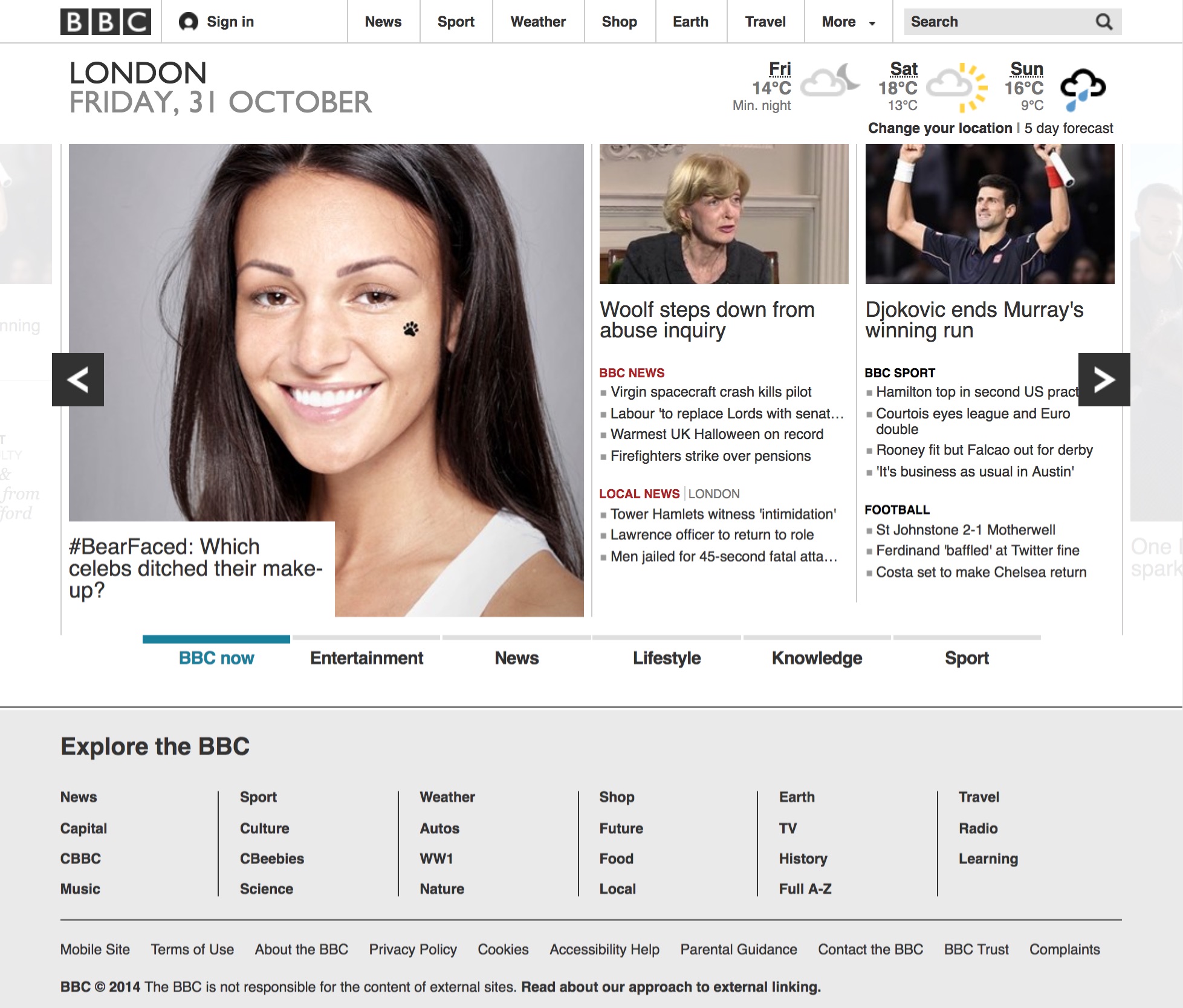BBC.co.uk homepage (2014)